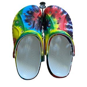 Crocs Unisex-Adult Tie Dye Clogs W9/M7 Hippie Fun Beach Rainbow Summer